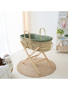 Clair De Lune Organic Palm Moses Basket - Sage