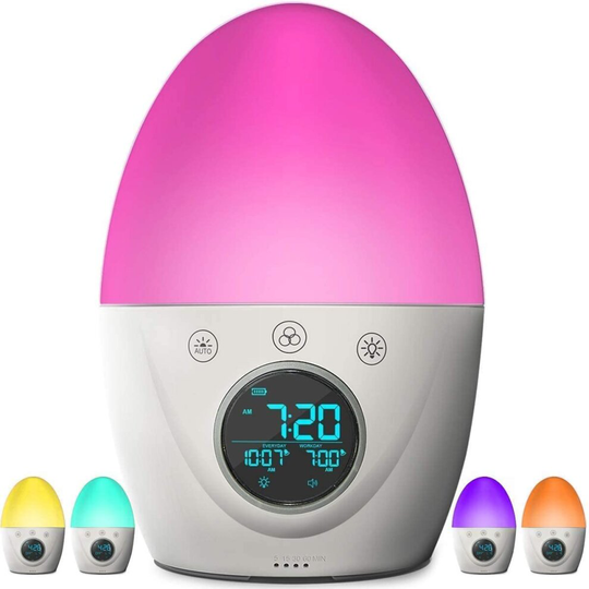 Kids Alarm Clock, Children's Sleep Trainer, 7 Color Wake Up Light & Night Light, Sleep Timer -Teaches Child When Fine to Wake Up