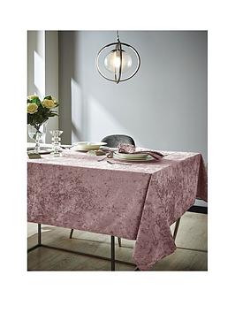 Catherine Lansfield Crushed Velvet Tablecloth - Blush