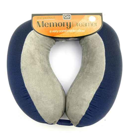 Go Travel Memory Foam Dreamer Pillow Deluxe Comfort Sleep Neck Support Navy Blue