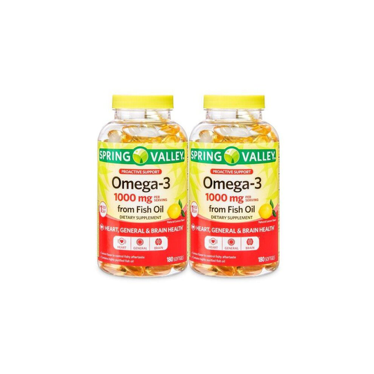 Spring Valley Omega-3 Fish Oil Soft Gels, 1000 mg, Twin Pack, 180 Count