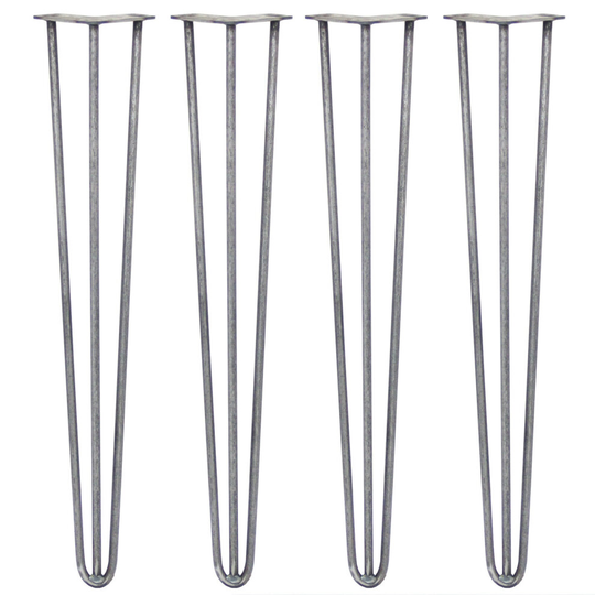 (16 INCH / 41CM) 4x Bare steel Hairpin Legs 3 Prong 14, 16 ,28 inches &Floor Protector
