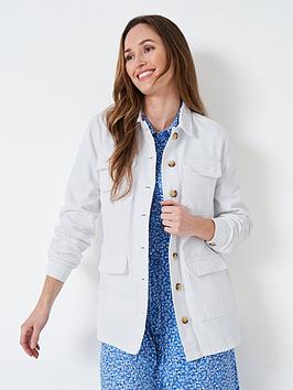 Crew Clothing Denim Over Shirt - White, White, Size 10, Women
