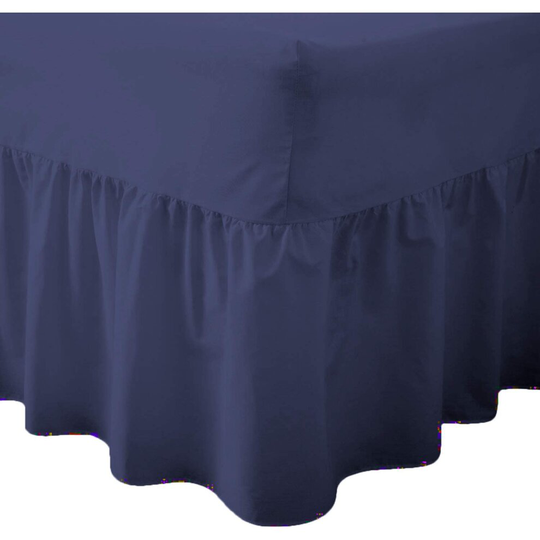 (4FT Small Double, Mid Blue) Luxury Percale Fitted Valance Sheet Non Iron Sheet
