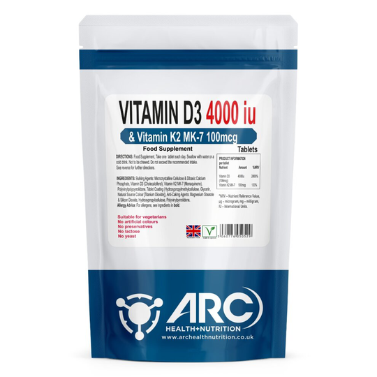 Vitamin D3 4000iu and Vitamin K2 MK-7 100mcg 120 Vegetarian Tablets