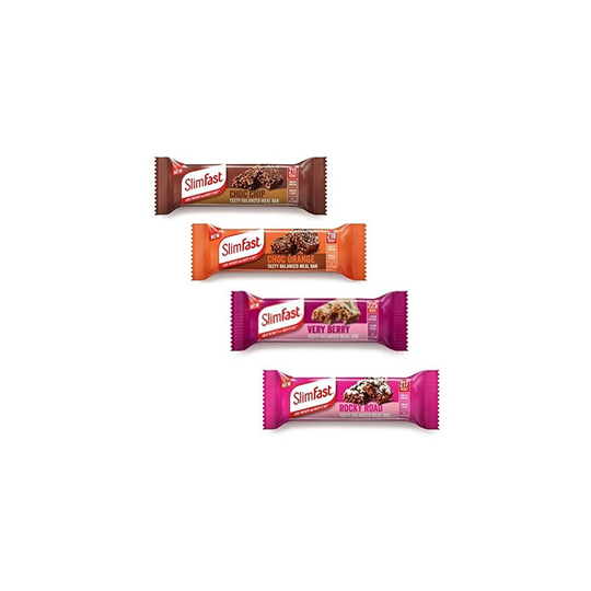 Slim Fast 4 x 60g Meal Bars - Choc Chip, Choc Orange, Rocky Road And Very Berry Flavours Tasty, Balanced For Weight Loss And Diet, Calorie Controlled,