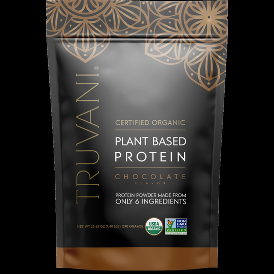 Truvani Plant Based Protein Powder - Chocolate Protein Powder 20 Servings USDA Certified Organic- Vegan, Non-GMO, Dairy, Soy & Gluten Free