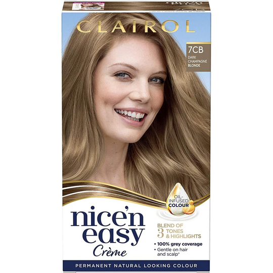 Clairol Nice' n Easy CrâÂme, Natural Looking Oil Infused Permanent Hair Dye (Packaging May Vary), 7CB Dark Champagne Blonde 177 ml