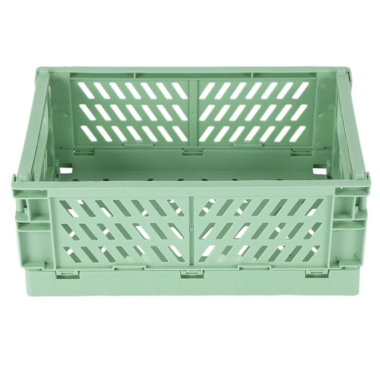 Collapsible Plastic Folding Storage Box Cosmetic Container Green