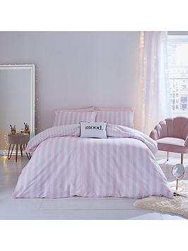 Sassy B Stripe Tease Reversible Duvet Cover Set - Pink And White