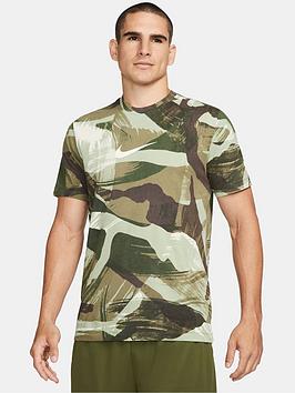 Nike Train Dri-Fit Centre Swoosh Camo T-Shirt - Green