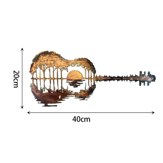 (Brown, 40*20cm) Abstract Guitar Precision Metal Guitarist Wall Art Sculptures Hanging Ornament