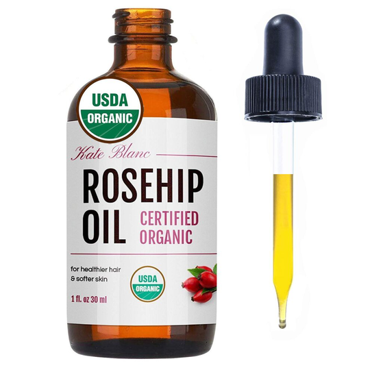 Rosehip Seed Oil by Kate Blanc. USDA Certified Organic, 100% Pure, Cold Pressed, Unrefined. Reduce Acne Scars. Essential Oil for Face, Nails, Hair, Sk