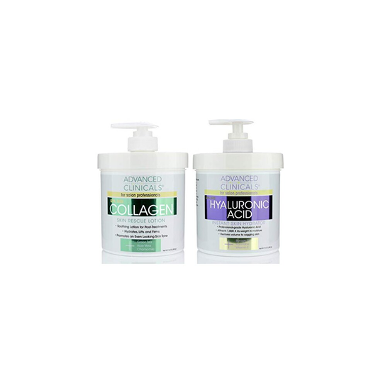 Advanced Clinicals Collagen Cream & Hyaluronic Acid Cream Set. Collagen Rescue Lotion Restores Sagging Skin & Dry Skin...