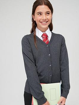 V By Very Girls 2 Pack School Cardigans - Charcoal