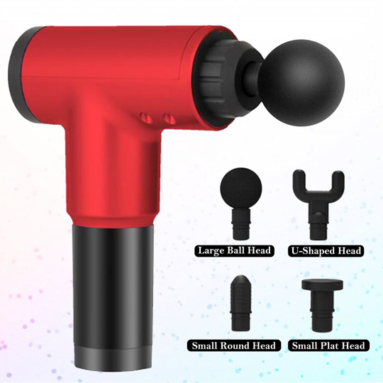 (Red) Massage Gun Deep Percussion Massager Muscle Vibration Relaxing Therapy Tissue UK
