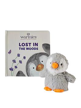 Warmies Fully Heatable 9" Penguin &Amp; Lost In The Woods Book - Grey