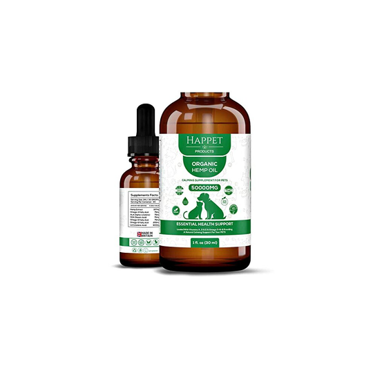 Happet Hemp Oil for Dogs, Cats and Pets. High Strength, 30ml bottle, 100% Natural Hemp Seed Oil - Helps with Anxiety and Stress Relief - Healthy