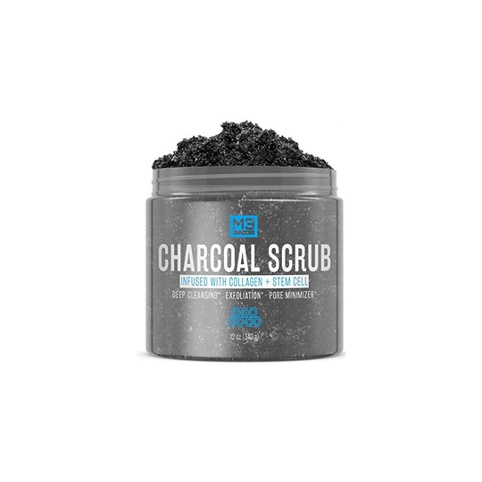 M3 Naturals Activated Charcoal Scrub Infused with Collagen and Stem Cell - Natural Exfoliating Body and Face Polish for Acne, Cellulite, Dead Skin, Sc