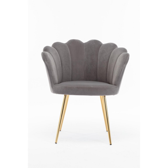 Grey Velvet Scallop Shell Chair Wing Back Armchair Occasional Sofa Silver Legs
