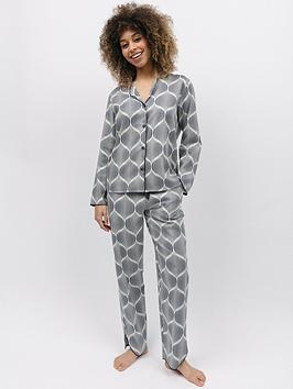 Cyberjammies Cream Geo Print Pyjama Set, Black, Size 8, Women