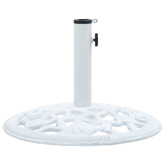 vidaXL Umbrella Base White 12 kg 48cm Cast Iron Garden Parasol Stand Holder