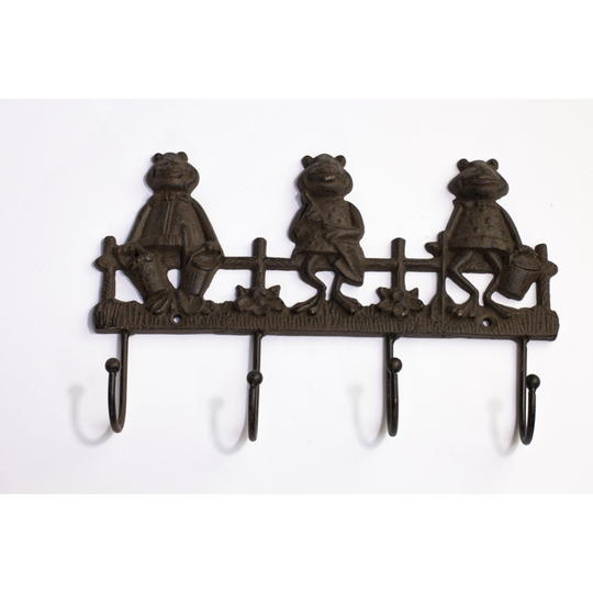 Cast Iron Decorative Frog Froggy Design Coat Hook Set Home Shed Hooks