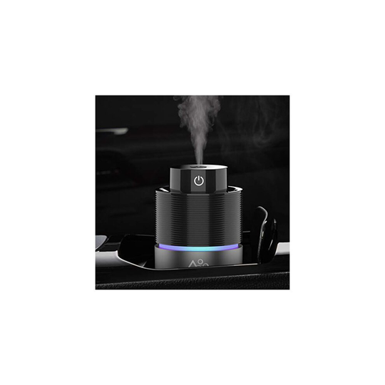 Vyaime Car Diffuser Car Humidifier, USB Essential Oil Diffusers 7 Colors LED Lights 200mL Big Capacity Aromatherapy Air Freshener(Black-Grey)