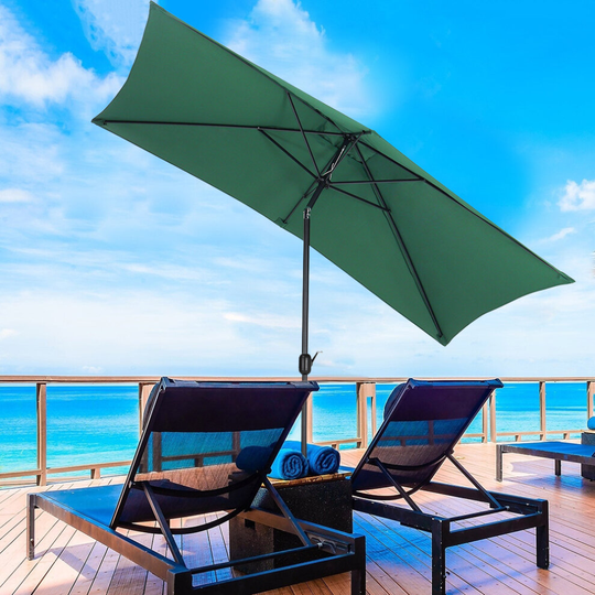 (Green, No Base) Rectangle Garden Parasols Outdoor Patio Umbrellas Canopy