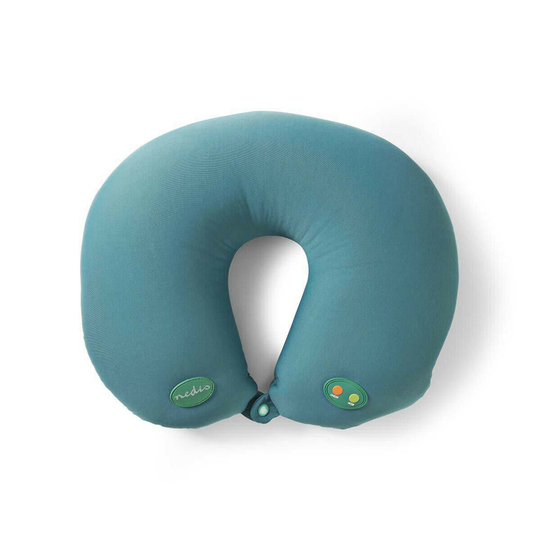 Nedis Supersoft Travel Vibrating Neck Rest Pillow Massage Microbead U Shape Cushion Green