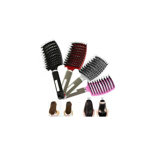 Boar Bristle Detangling Nylon Brush Comb Large curved curly hair style