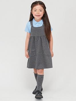 V By Very Girls 2 Pack Jersey Pinafore School Dresses - Grey