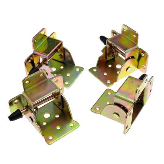 4X Iron Locking Folding Table Chair Leg Brackets Hinge Self Lock Foldable Hinges