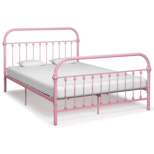 vidaXL Bed Frame Metal Pink 120x200cm Bedroom Furniture Sleeping Double Bed