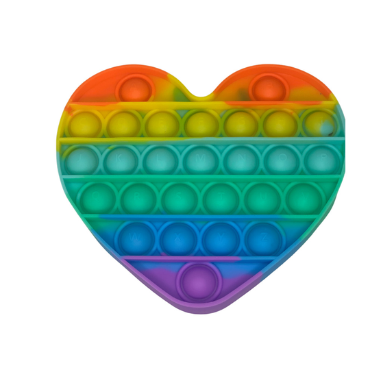 Rainbow Heart Fidget Toys | Push & Pop Bubble Special Needs Stress Reliever Silicone - Popular Relaxing Game (Heart)