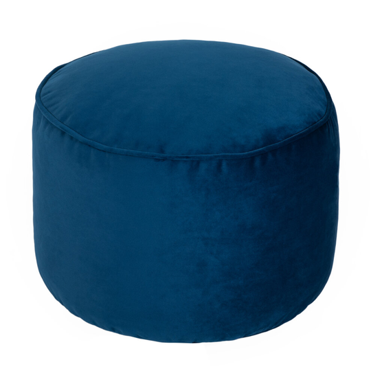 (Blue) Bean Bag Foot Rest Stool Pouffe Seat | Ready Filled Velvet BeanBag Lounger Footstool | Comfortable Relaxing Living Room Furniture
