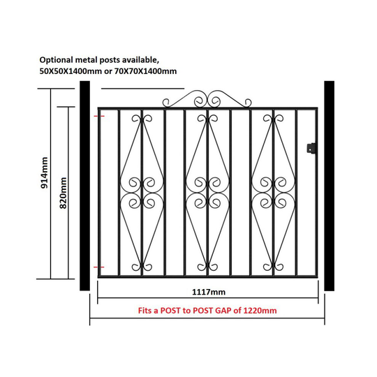 (1220mm GAP X 914mm High Galvanised) Stirling Scroll Garden Gates galvanised metal iron