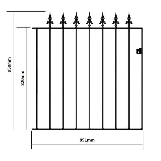 (914mm GAP X 950mm High) Saxon Single Spear-Top Wrought Iron Gate