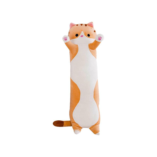 (Yellow, 90cm/35.4in) Long Cat Plush Toy Soft Stuffed Sleeping Pillow