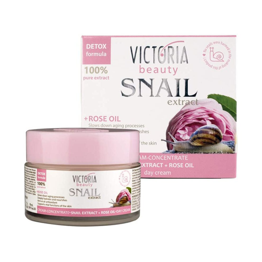Victoria Beauty Snail Extract and Rose Oil INTENSE MOISTURE DAY CREAM! Anti Aging Face Cream - Powerful Antioxidant and Hydrating Serum !