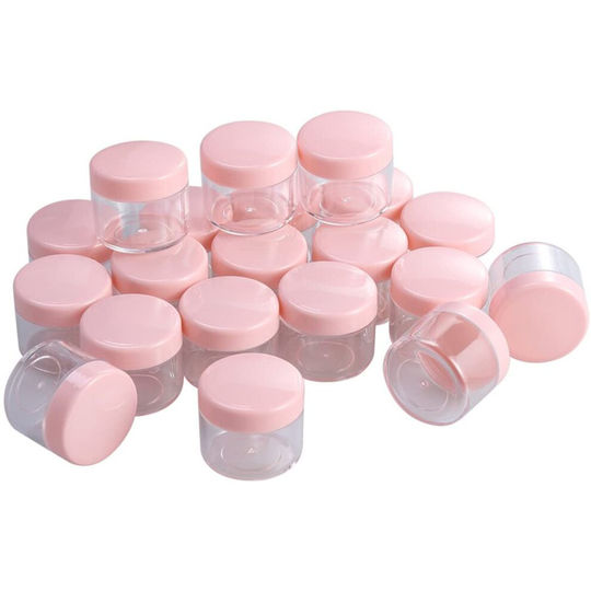 Lurrose 20Pcs Mini Cosmetic Containers Round Pot Jar Portable Travel Sample Empty Container for Facial Cream Shampoo Lotion (20g, Pink)