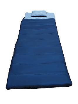 Highland Trail Marseille Extra Long And Wide Luxury Sleeping Bag With Printed Inner & Separate Pillow- Navy/ Grey
