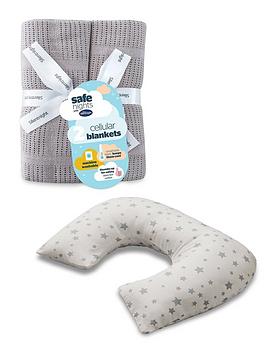 Silentnight Safe Nights Grow With Me Pillow And Cellular Blanket Bundle- Grey