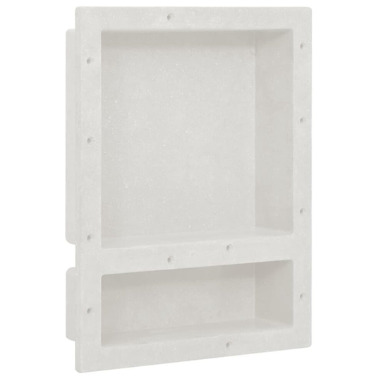 vidaXL Shower Niche with 2 Compartments Matt White Home Bathroom Shampoo Shelf