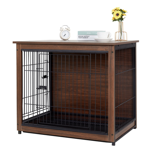 (L(77.5x52.5x70cm)) Wood Dog Crate Small And Medium Dog Cage Indoor