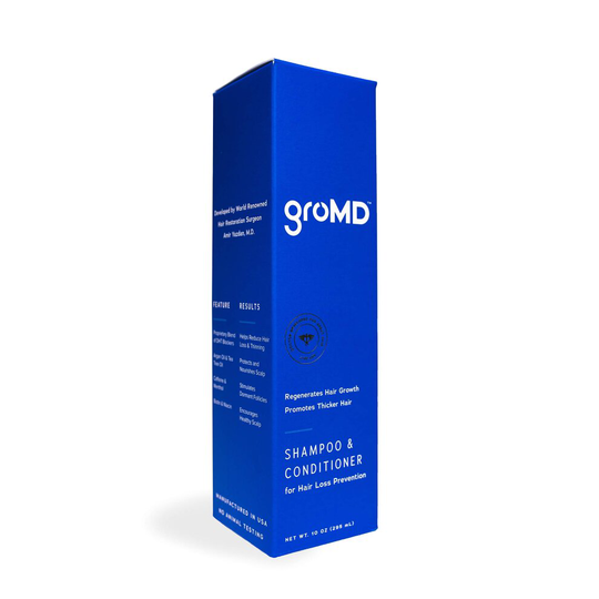 GroMD Doctor-Developed Hair Growth Stimulating Shampoo & Conditioner, 10 oz, DHT Blocking Patented Ingredients, Capixyl, Hairgenyl, Argan Oil, Biotin,