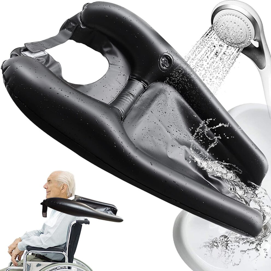 (Black) Inflatable Hair Washing Tray Portable Shampoo Bowl Sink For Handicapped Bedridden Seniors