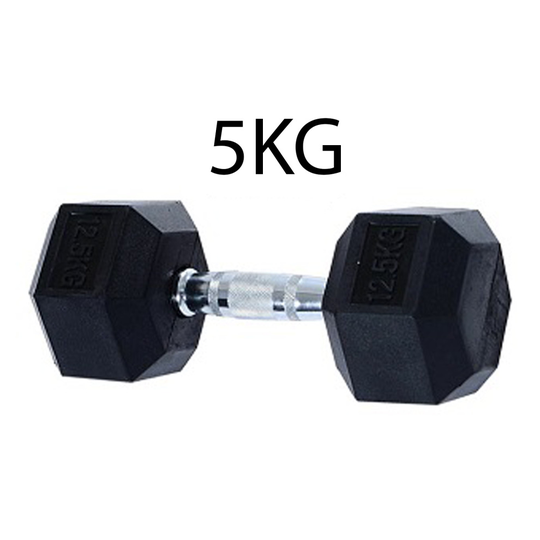 Cast Iron Hex Dumbbells Rubber Hexagonal Weight Set Gym & Home 5KG