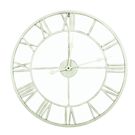 Charles Bentley Indoor Wall Round Minimalist Skeleton Clock with Roman Numerals Antique Cream Large 80cm
