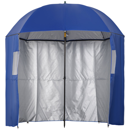 Outsunny 2m Beach Parasol with Sides Fishing Umbrella, UV30+ Blue